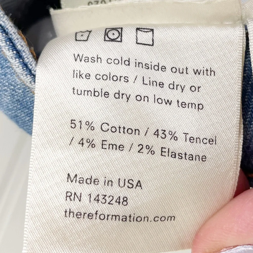 Reformation High and Straight Jeans in Indian Wash Blue Denim Women's Size 25